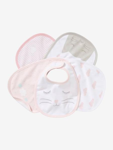 Vertbaudet - Lot de 5 bavoirs naissance lot chat rose