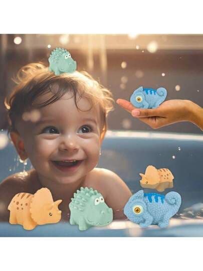 fr.shein.com - 3 pièces Jouets de bain pour bébé, mignons modèles d animaux dinosaures avec sifflet BB, compagnons de bain, cadeaux pour enfants pour festival