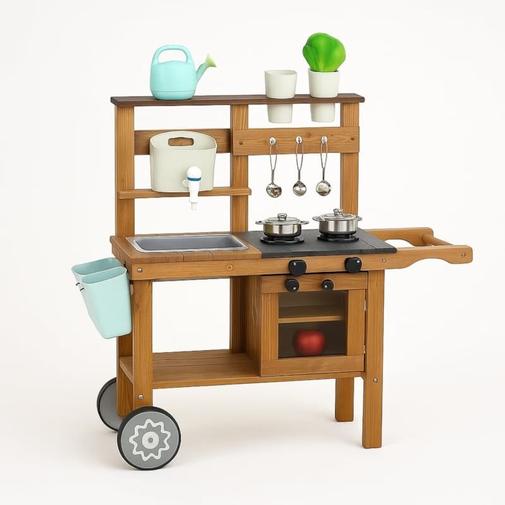 Jouetapprends - Cuisine d'extérieur en bois enfant - mud kitchen montessori