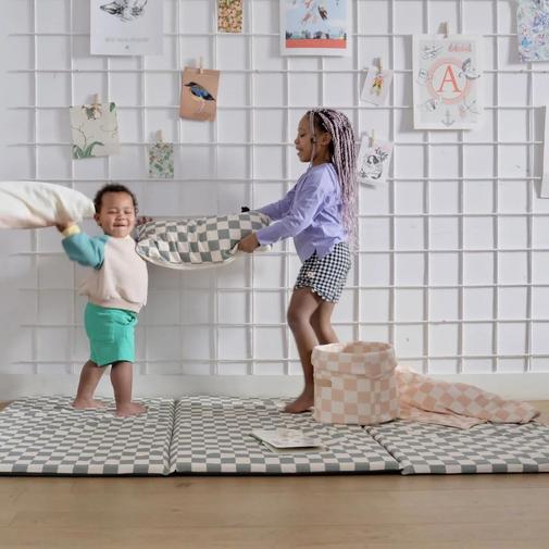 Mezamé Paris - Tapis de vie King Size Damier Céladon