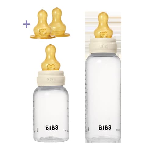 BIBS - Set évolutif biberon PP sans BPA 150ml/270ml avec tétines en latex - Ivory