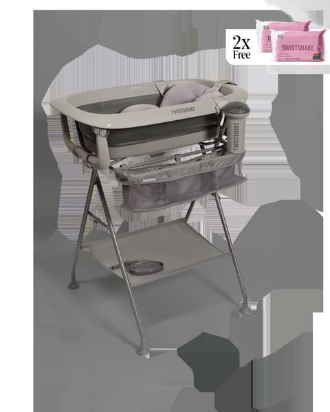 Twistshake - Kit bain de luxe Gris Délavé  - Baignoire pliable avec support de bain