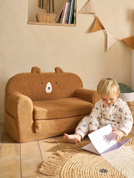 Vertbaudet - Canapé convertible en mousse et sherpa OURSON camel