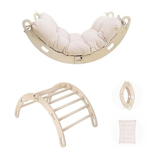 MAMOI - MAMOI® Triangle d'escalade balançoire avec Coussin, Coussin pour Triangle d'escalade pour Enfants en Bois, Triangle intérieur et extérieu, Escalade Enfant, Balancoire Bebe, Espalier Enfant