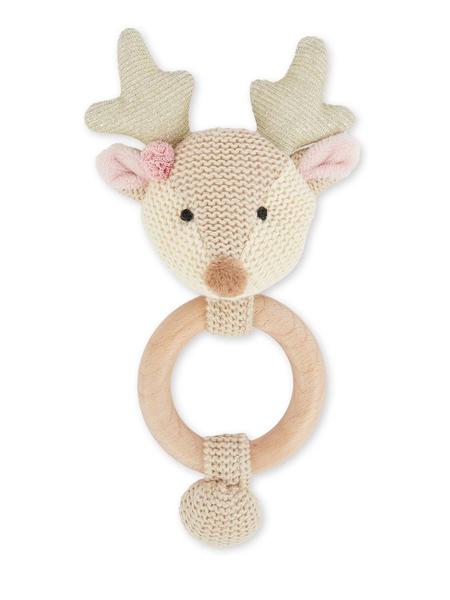 Bieco - Hochet Peluche Faon Ella, Anneau Dentition Bois Faon