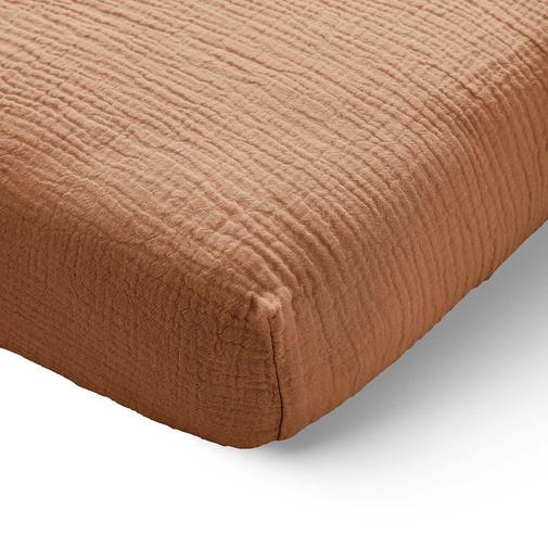 Petite Amélie - Petite Amélie | Drap-housse enfant | Gaze de coton bio | Caramel | 70x140 cm | Lavable en machine