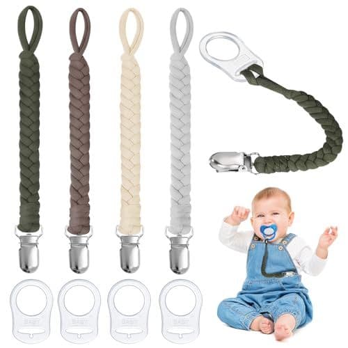 Aolso - Aolso Attache Sucette Bébé,Chaîne de Tétine Pour Bébé, Lot de 4 Attaches-tétines et 4 Adaptateurs pour Sucettes, Adaptateur d'anneau en Silicone,Pour Bébés Garçons et Filles