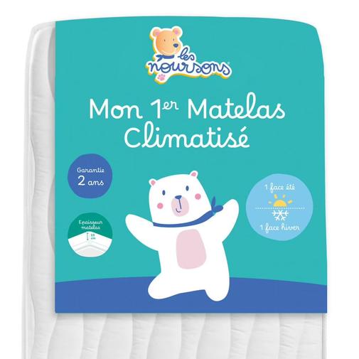 Les Noursons - Matelas Bébé Climatisé - Face Été / Hiver Blanc