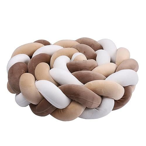 IIQI - IIQI Oreiller décoratif, Oreiller décoratif Moelleux tressé，Disponible pour canapé (Kaki Marron Blanc 14+55+56,100cm)