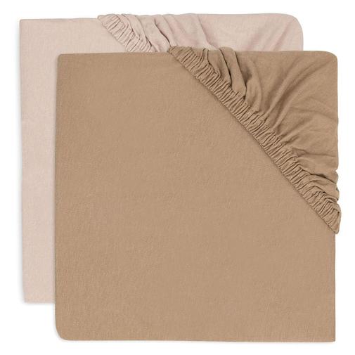 Jollein - Lot de 2 Draps Housse Jersey Wild Rose & Biscuit - 70-75 x 140-150 cm