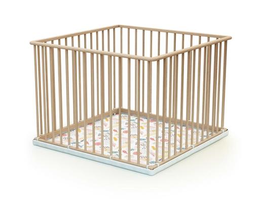 Webaby - Parc bébé en bois hêtre brut 100 x 100 cm cubo