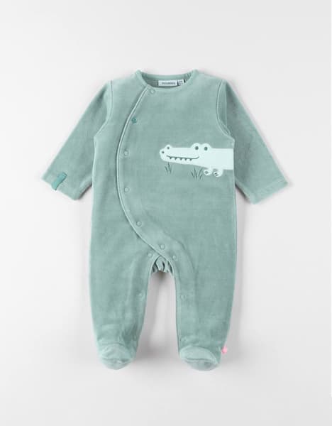 Noukies - 1 mois Pyjama bébé velours vert - Noukies