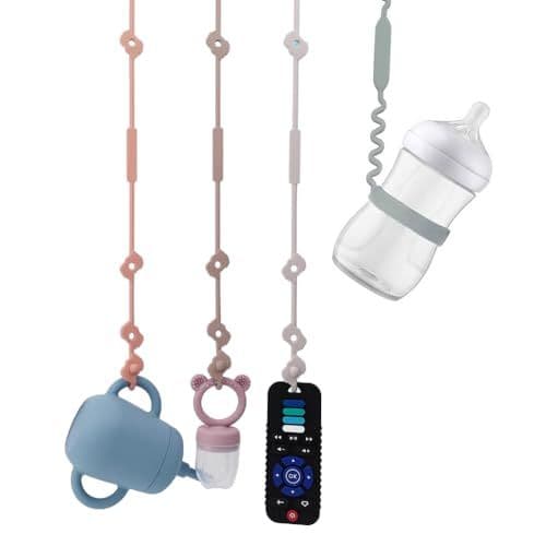STONNY - Stonny | Attache Tetine Silicone de Qualité Alimentaire | Lot de 3+1 Attache Sucette et Biberon | Attache Tetine sans BPA | Accroche Tetine Bebe pour Soulager les Parents, Doudou Bebe