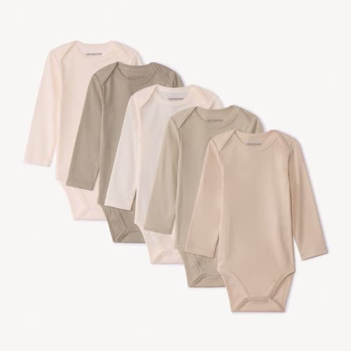Orchestra - Lot de 5 bodies manches longues unis pour bébé