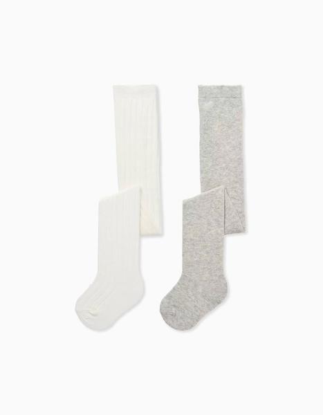 Zippy - Pack 2 Collants Uni/côtelé Multicolore