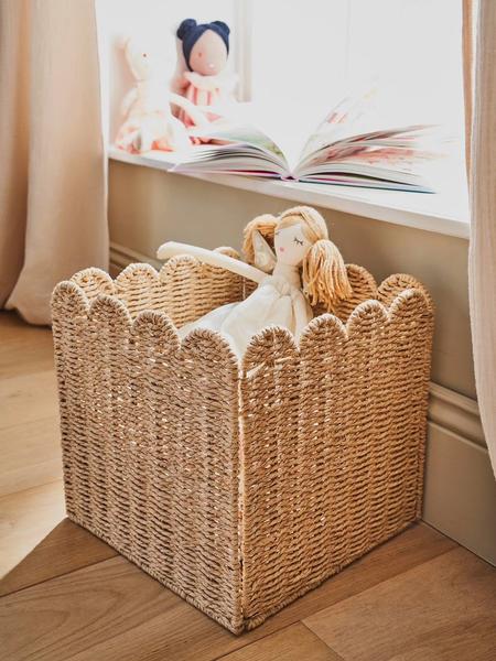 Vertbaudet - Bac de rangement en corde de papier Feston beige