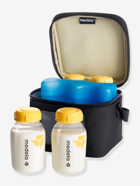 Medela - Cooler Bag - Compartiment et bloc réfrigérant + 4 biberons noir