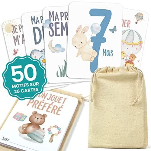 CONTRAXT - CONTRAXT Carte etape bebe. Carte mois par mois Etapes a grandir bebe Ma premiere annee étape bébé Cadeau premiere fois bebe naissance original garcon futur parents maman (Francais)