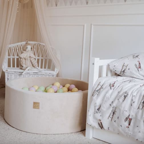 Meow Baby - Piscine à balles ronde en velours, 90cm - Beige