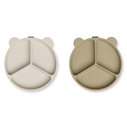 Liewood - Lot de 2 Assiettes Compartimentées Stacy - Sandy Oat