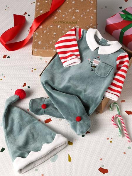 Vertbaudet - Pyjama bébé mixte + bonnet Joyeux Lutin coffret cadeau Noël vert sapin