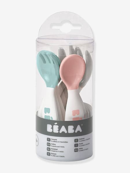 Béaba - Lot de 10 couverts ergonomiques 2e âge BEABA old pink/ airy green/ light mi - Béaba