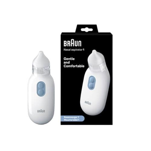 Braun - Braun Mouche-bébé 1 | Élimine le mucus | Débouche le nez | Aspiration électrique | 2 x d’aspiration | 2 tailles d’embouts | Nouveau-nés, bébés et enfants | Lavable au lave-vaisselle | BNA100