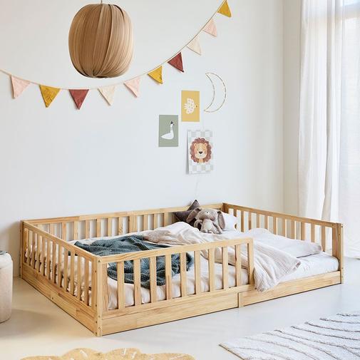 Petite Amélie - Petite Amélie | Lit Montessori au sol Nid | Bois naturel | 140x200 cm | Lit enfant spacieux favorisant l'autonomie et la sécurité au quotidien