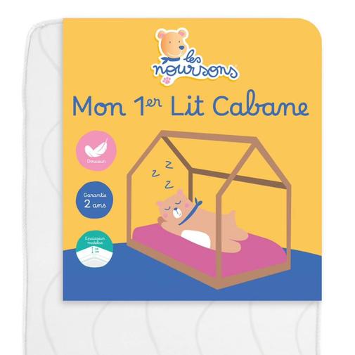Les Noursons - Matelas Enfant / Bébé 80x160 Cm - Idéal Pour Lit Cabane / Lit Gigogne - Réversible - Oeko Tex Blanc