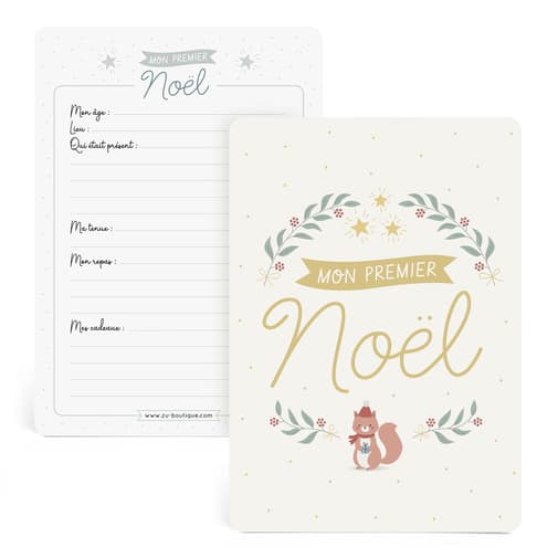Zü - Boutique - Carte étape mon premier noël, carte du premier noël de bébé à remplir.
