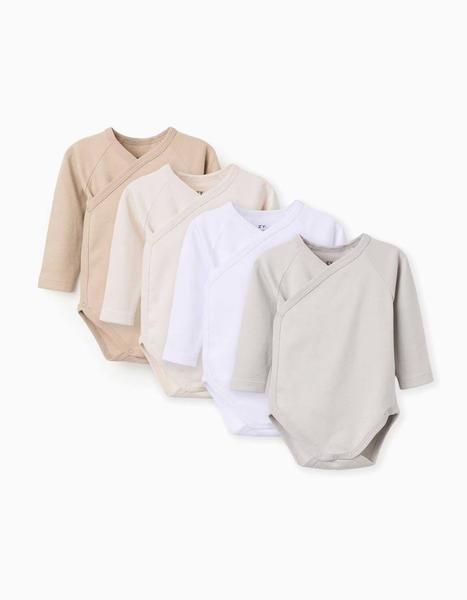 Zippy - Lot De 4 Bodies Croisés En Coton Peigné Multicolore