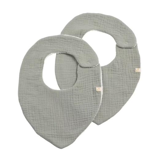 Sauthon - Lot De 2 Bavoirs En Gaze De Coton - Uni Vanilla Vert