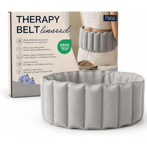 Ranji - Ranji bouillotte ceinture micro-ondes graines de lin ajustable 102 x 17 cm gris