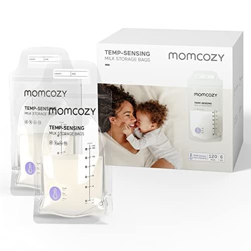 momcozy - Momcozy Lot de 120 Sacs de Conservation du Lait Maternel, Sacs de Conservation du Lait Maternel, Préstérilisés, Double étanchéité, pour Congélation 180mL