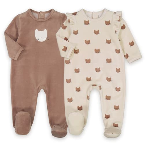 LA REDOUTE COLLECTIONS - Lot de 2 pyjamas velours imprimé chat
