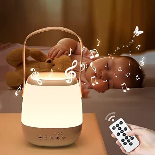 One Fire - Lampe de Chevet Sans Fil, 12 Bruit Blanc Veilleuse Bébé Musicale et Lumineuse,Télécommande 16 Couleurs Veilleuse Enfant Veilleuse Adulte,Lampe Rechargeable Lampe Chevet Enfant