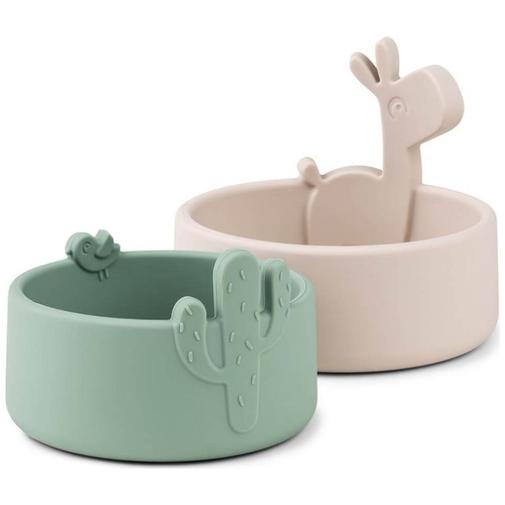 Done by deer - Lot de 2 bols en silicone Lalee sable et vert