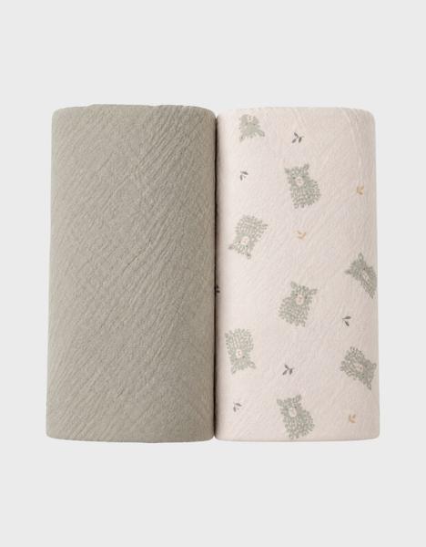 Noukie's - Lot de 2 langes 100*100cm, Mousseline de coton bio
