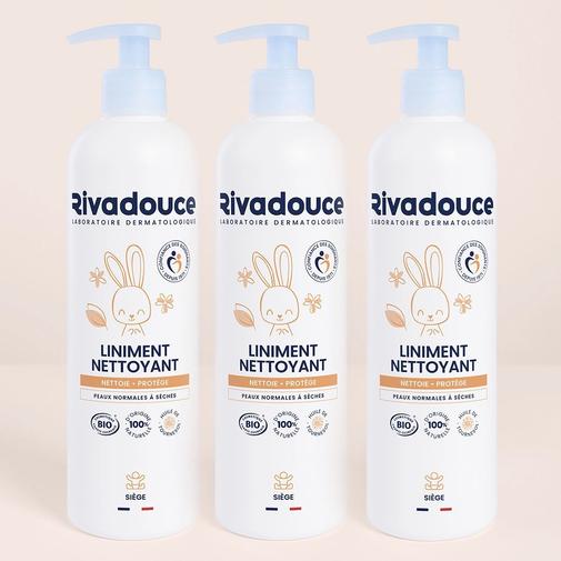 rivadouce - Lot De 3 Liniments Nettoyant Bébé 500ml - Change - Peaux sensibles - Certifié bio et 100% d'ingrédients naturels - Rivadouce