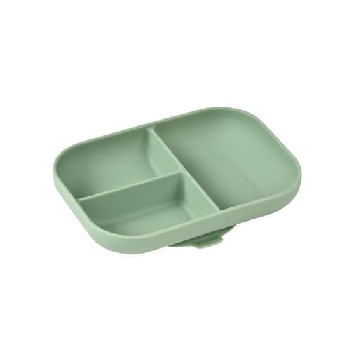 Beaba - Assiette 3 compartiments en silicone - Sage Green