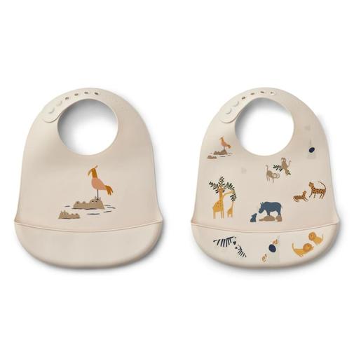 Liewood - Lot de 2 bavoirs en silicone Tilda - All together / Sandy