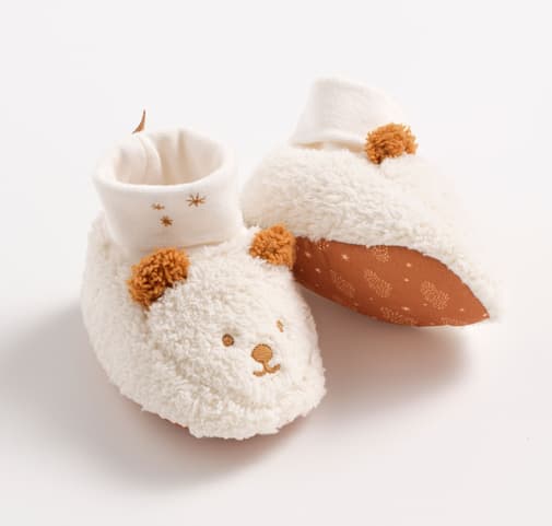 SAUTHON - Chaussons bébé en sherpa ourson