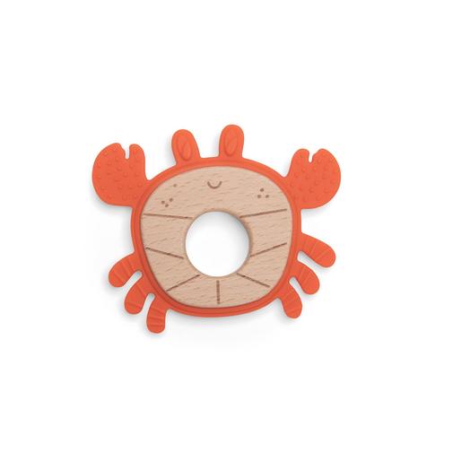 Moulin Roty - Anneau de dentition bois et silicone Crabe