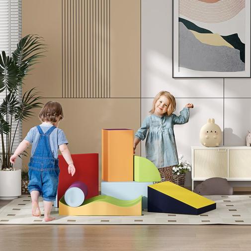 Homcom - Parcours motricité bébé 7pcs module mousse polyuréthanhe multicolore