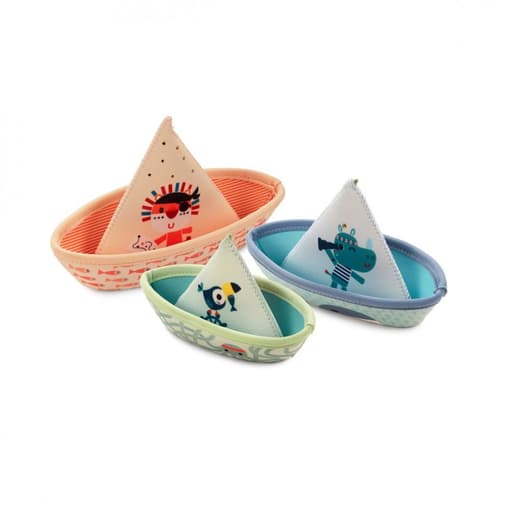 Lilliputiens - Jouet de bain voiliers - Set de 3 bateaux, pour enfant dès 6 mois - Au bain (3 mois +) - Lilliputiens