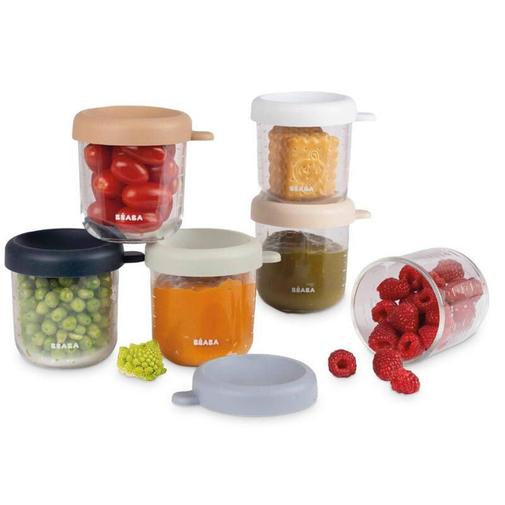 Béaba - Lot de 6 Pots de conservations en verre 250ml - Multicolore