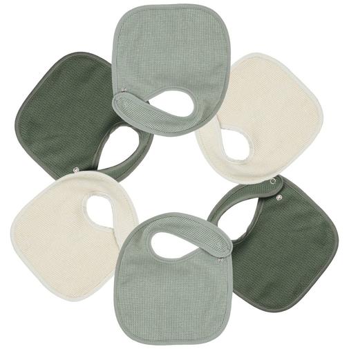 Trois Kilos Sept - Lot de 6 bavoirs de naissance Nid d'abeille Sauge