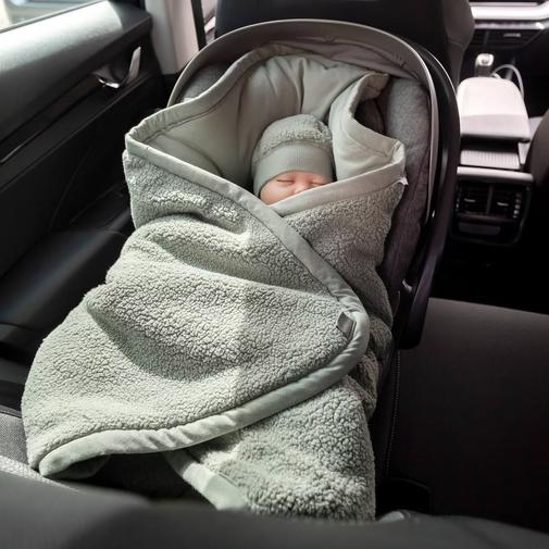 Bemini - Nid D'ange Bébé Poussette Et Siège Auto Hiver - Teddy Chaud Kaki