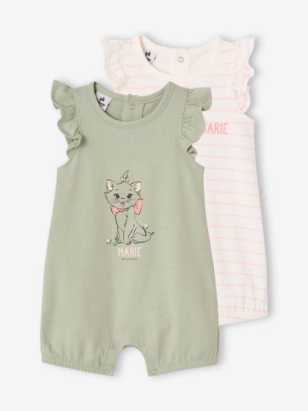 Disney Animals - Lot de 2 Bodies Combinaisons bébé Disney Marie Les Aristochats vert d'eau