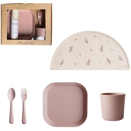 Mushie - Coffret repas en silicone Blush (3 pièces)